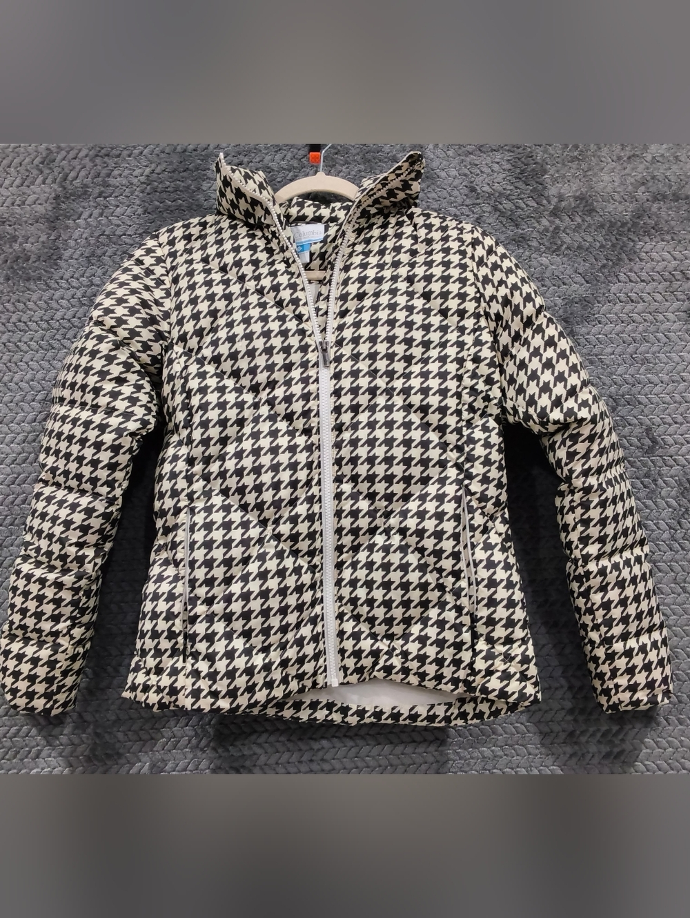 Columbia Black and White Houndstooth Puffer Jacket